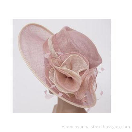 Light Pink Ladies Sinamay Hats / Ladies Dress Hats For Carn